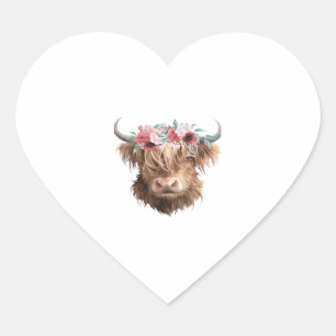 Highland Cow Painting Classic T-Shirt Heart Sticker