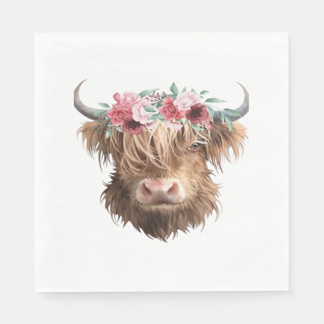 Highland Cow Painting Classic T-Shirt Napkin (Front)