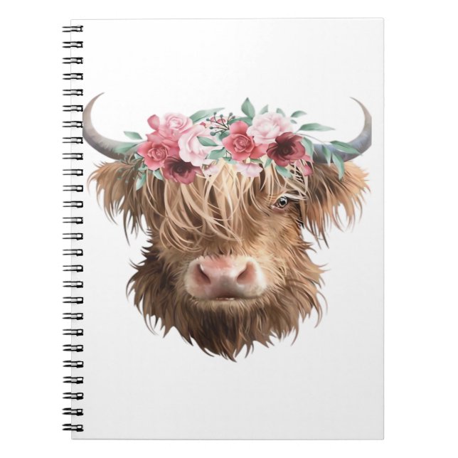 Highland Cow Painting Classic T-Shirt Notebook (Front)