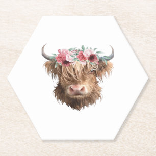 Highland Cow Painting Classic T-Shirt Paper Coaster
