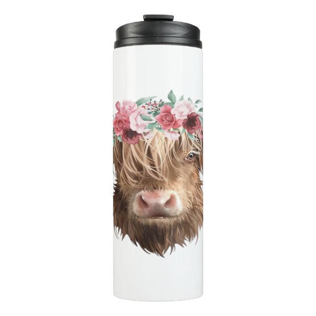 Highland Cow Painting Classic T-Shirt Thermal Tumbler (Front)
