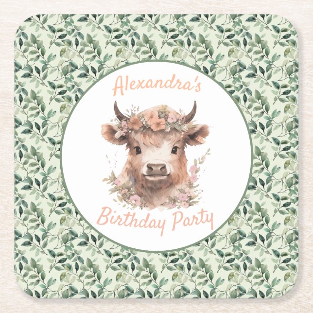 Highland Cow Paper Coaster (Front)