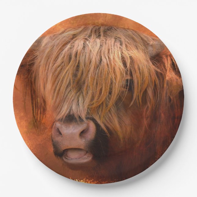 Highland Cow Paper Plate (Front)