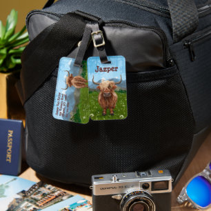Highland Cow Personalised Luggage Tag