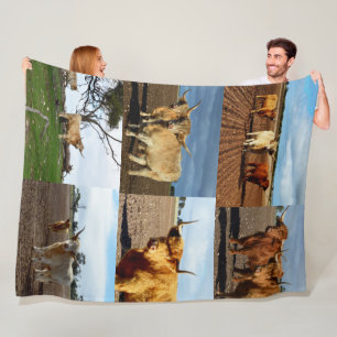 Highland Cow Photo Collage, Fleece Blanket