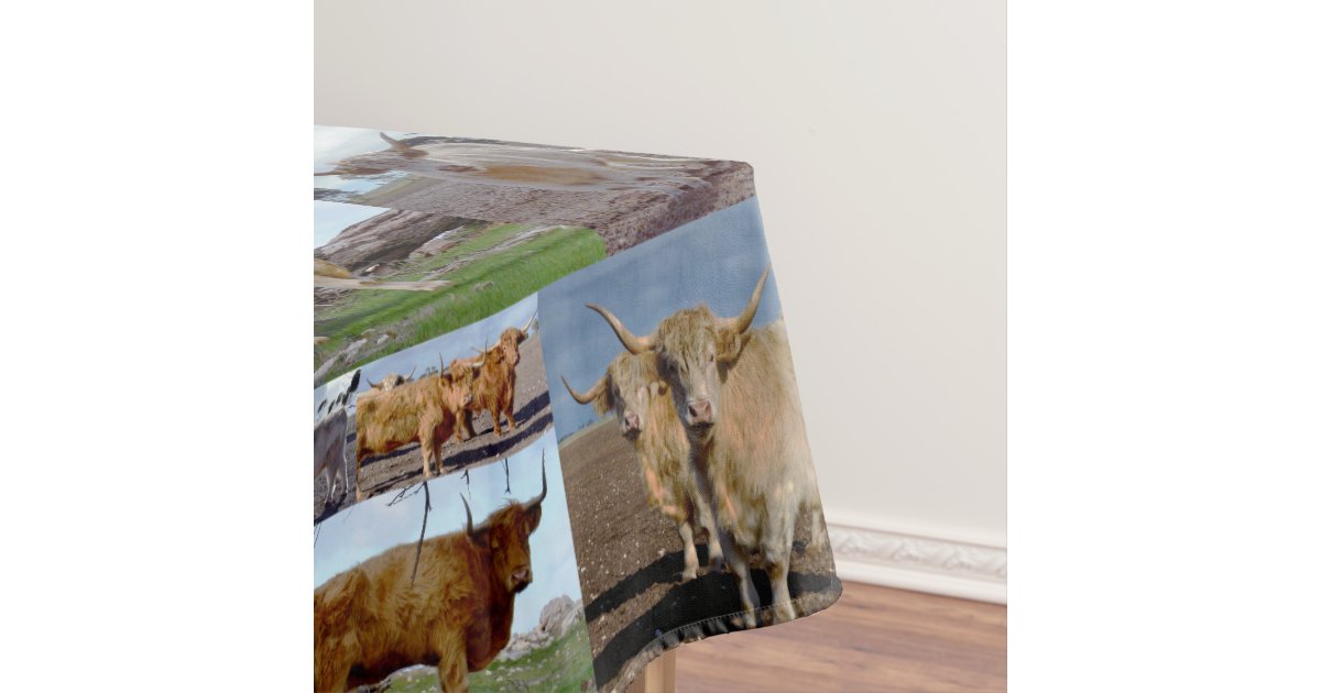 Highland Cow Photo Collage Tablecloth Zazzle