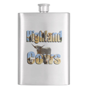 Highland Cow Picture Logo, Classic Hip Flask