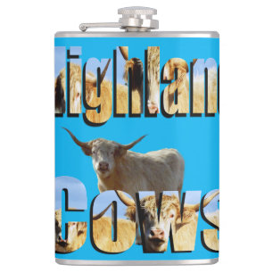Highland Cow Picture Logo,  Hip Flask