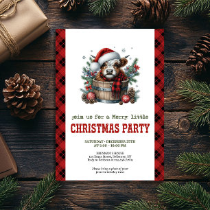 Highland cow pine branch Christmas party invite