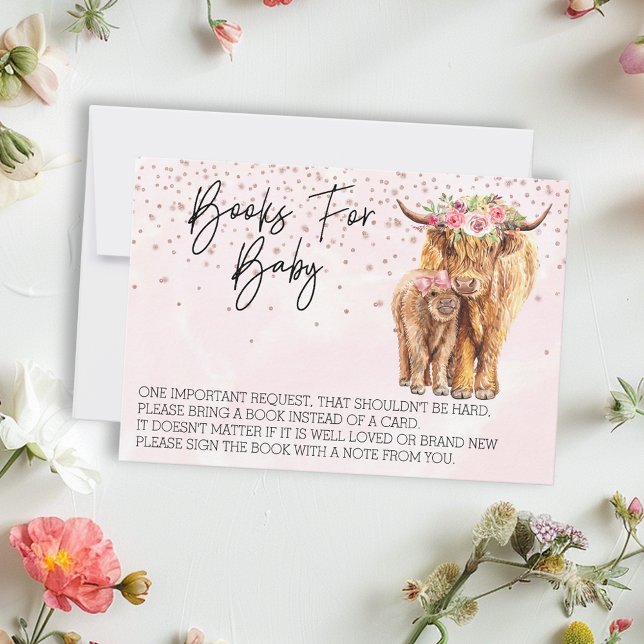 Highland cow Pink Baby Shower Books Baby  Invitation (Creator Uploaded)