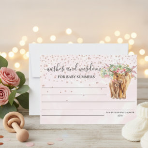 Highland cow Pink Baby Shower Wishes Wisdom  Invitation
