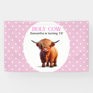 Highland Cow pink white   banner