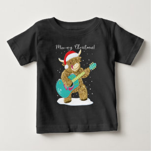 Highland Cow Plays A Merry Christmas Melody Baby T Baby T-Shirt