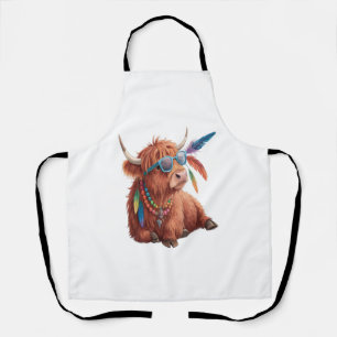 Highland Cow Png, Cool Cow Png, Sunglass Apron