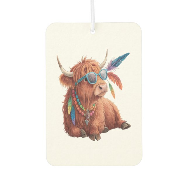 Highland Cow Png, Cool Cow Png, Sunglass Car Air Freshener (Front)
