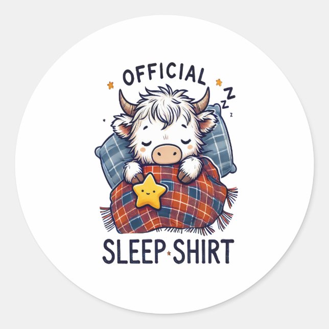 Highland Cow Png, Official Sleep Png Classic Round Sticker (Front)
