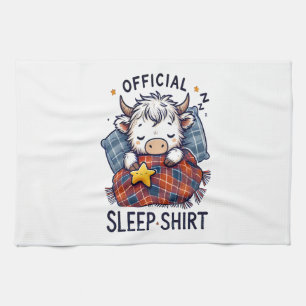 Highland Cow Png, Official Sleep Png Tea Towel