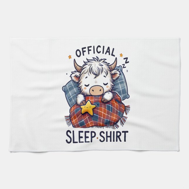 Highland Cow Png, Official Sleep Png Tea Towel (Horizontal)