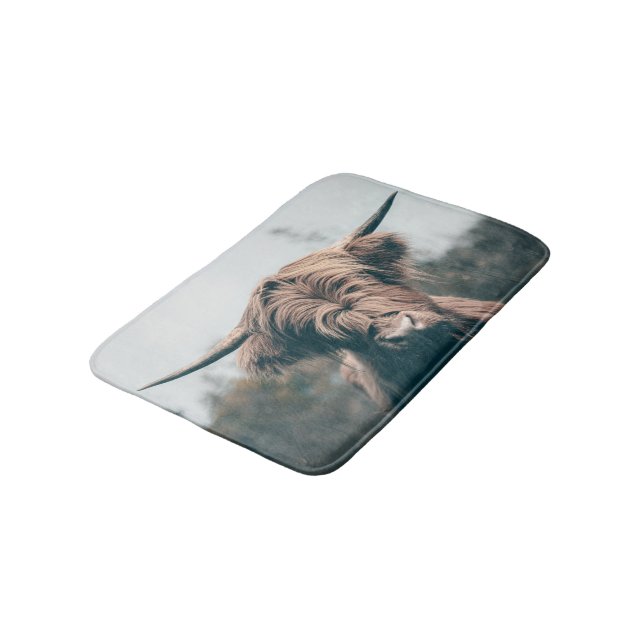 Highland cow portrait bath mat (Angled)