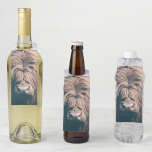 Highland cow portrait bottle tag