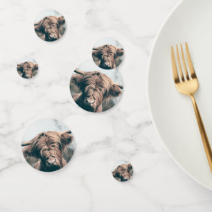 Highland cow portrait confetti