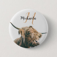 Highland cow portrait custom name initial monogram