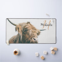 Highland cow portrait custom name initial monogram