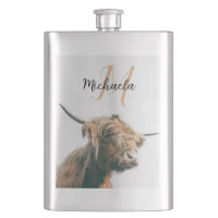 Highland cow portrait custom name initial monogram