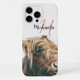 Highland cow portrait custom name initial monogram iPhone 16 pro max case