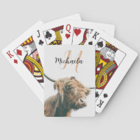 Highland cow portrait custom name initial monogram