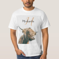 Highland cow portrait custom name initial monogram
