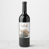 Highland cow portrait custom name initial monogram