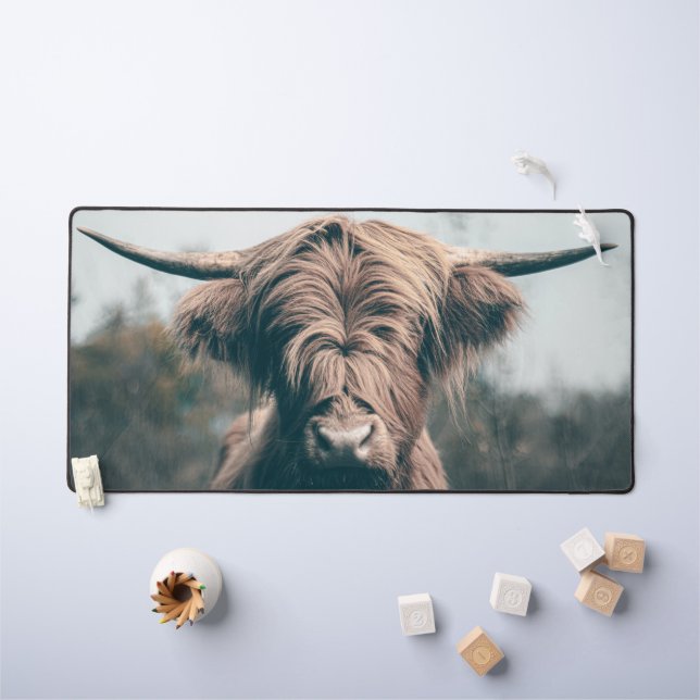Highland cow portrait desk mat (Kids Table)