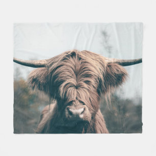 Highland cow portrait fleece blanket
