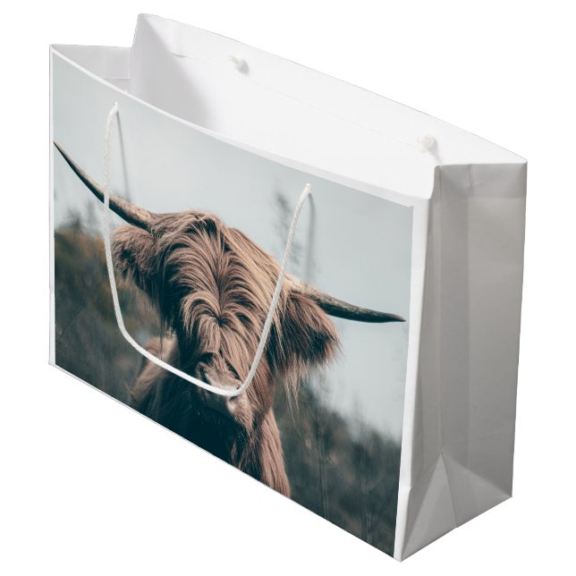 Highland cow portrait large gift bag (Front Angled)