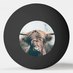 Highland cow portrait ping pong ball