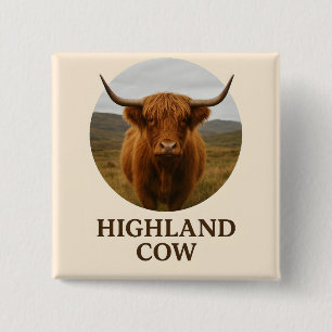 Highland Cow Portrait Poster with "Highland Cow" 15 Cm Square Badge