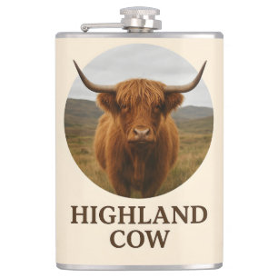 Highland Cow Portrait Poster with "Highland Cow" Hip Flask