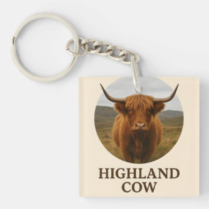 Highland Cow Portrait Poster with "Highland Cow" Key Ring
