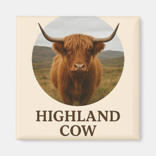Highland Cow Portrait Poster with "Highland Cow" Magnet