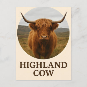 Highland Cow Portrait Poster with "Highland Cow"  Postcard
