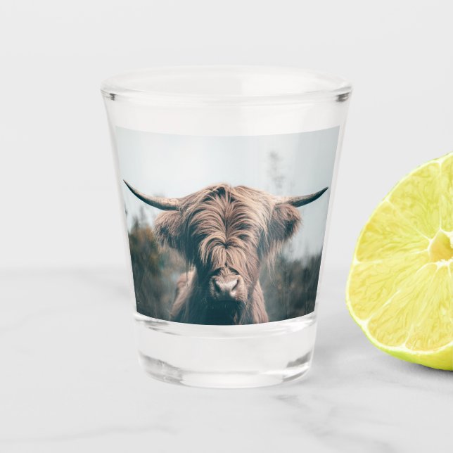 Highland cow portrait shot glass (Front)