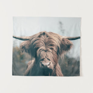 Highland cow portrait tapestry
