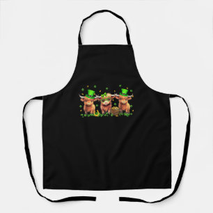 Highland Cow Print St Patricks Day Shamrock Irish  Apron