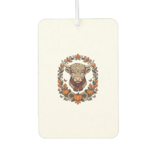 Highland Cow Pumpkin Vintage Engraving Fall Shirt Car Air Freshener