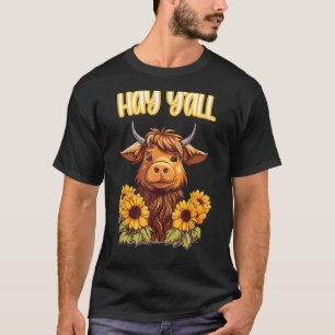 Highland Cow Ranch Life Western Cowgirl Sunflowers T-Shirt