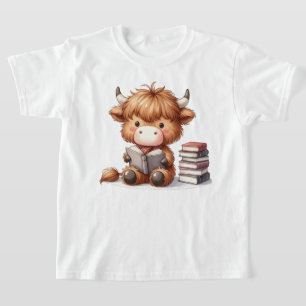 Highland Cow Reading Books T-Shirt