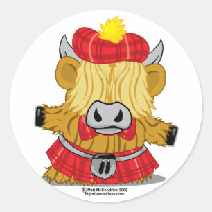 Highland Cow Red Kilt Classic Round Sticker