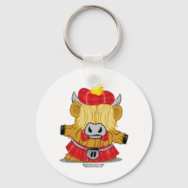 Highland Cow Red Kilt Key Ring (Front)