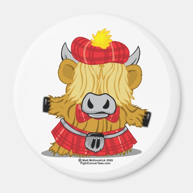 Highland Cow Red Kilt Magnet (Front)